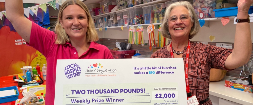 A £2,000 win for Meg, a Helen & Douglas House supporter!